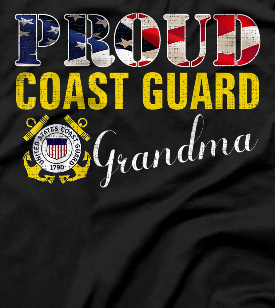 Proud Coast Guard Grandma With American Flag Veteran Day T-Shirt