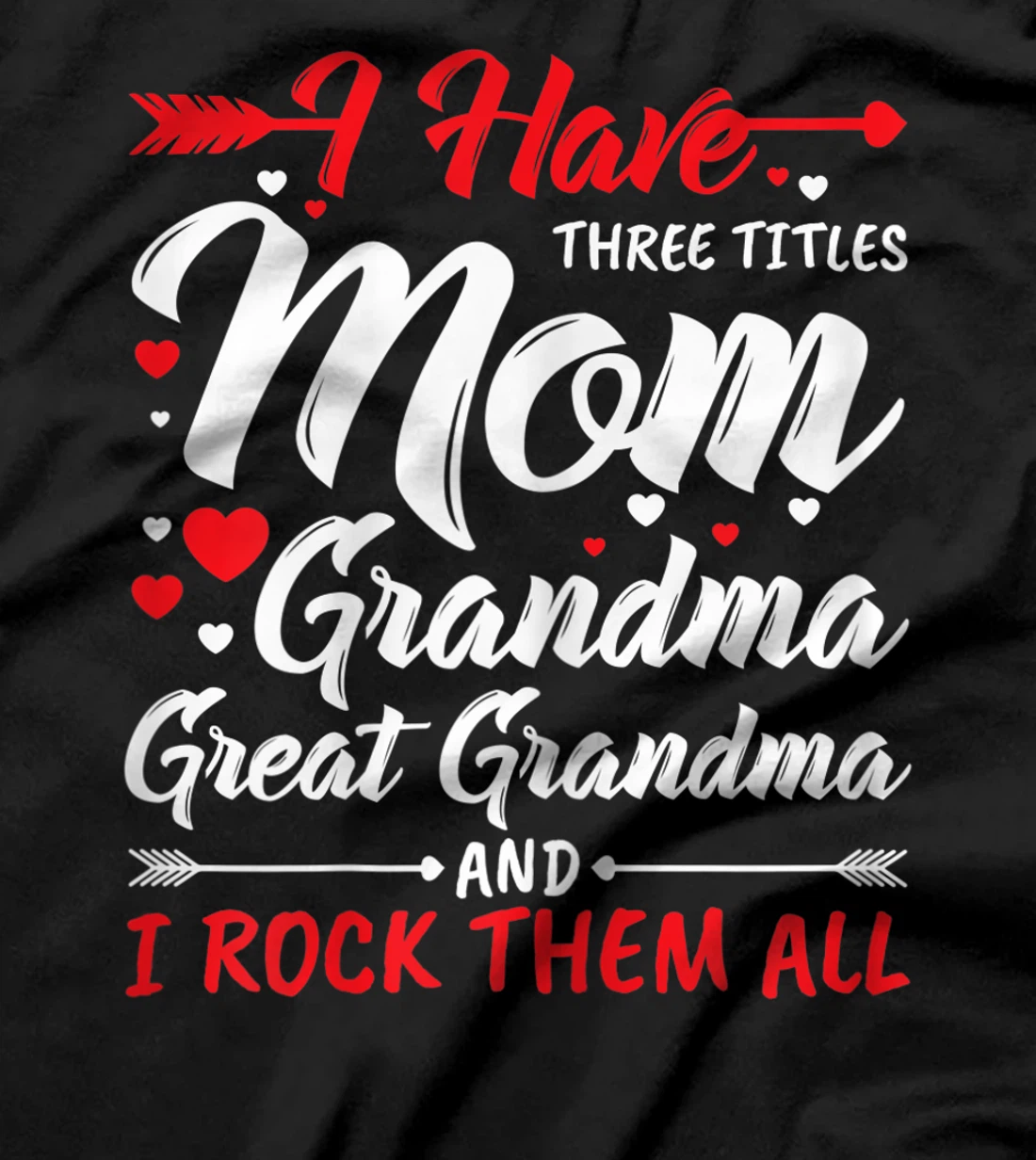 Womens I Have Three Titles Mom Grandma Great Grandma And Rock Them T-Shirt