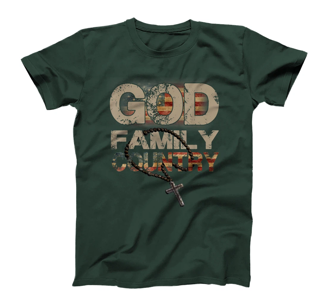 God Family Country - US Flag Patriotic Christian Gift T-Shirt