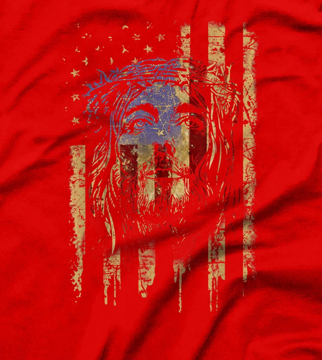 Jesus Christ American Flag US Pride Patriotic Christian Gift T-Shirt