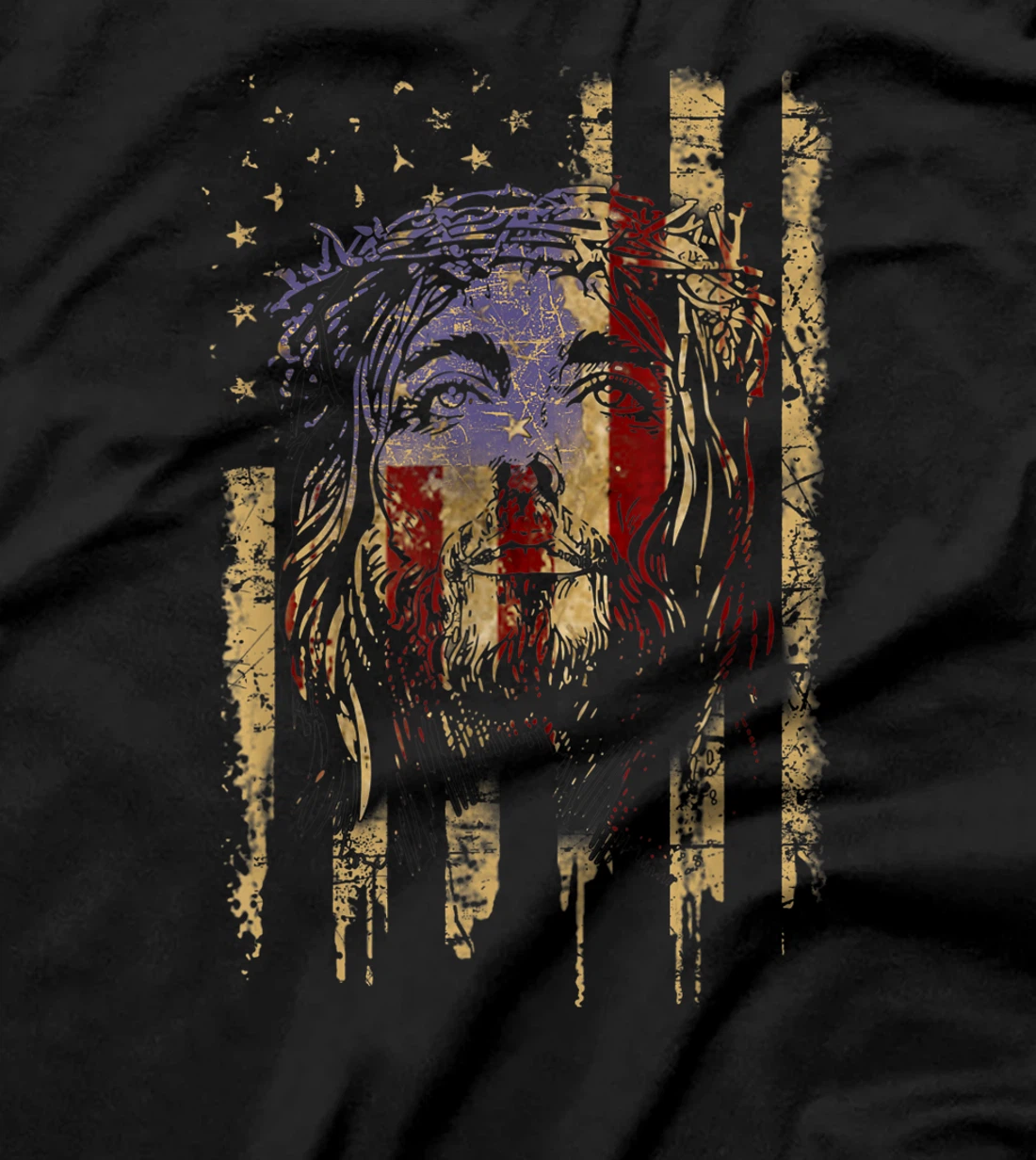 Jesus Christ American Flag US Pride Patriotic Christian Gift T-Shirt