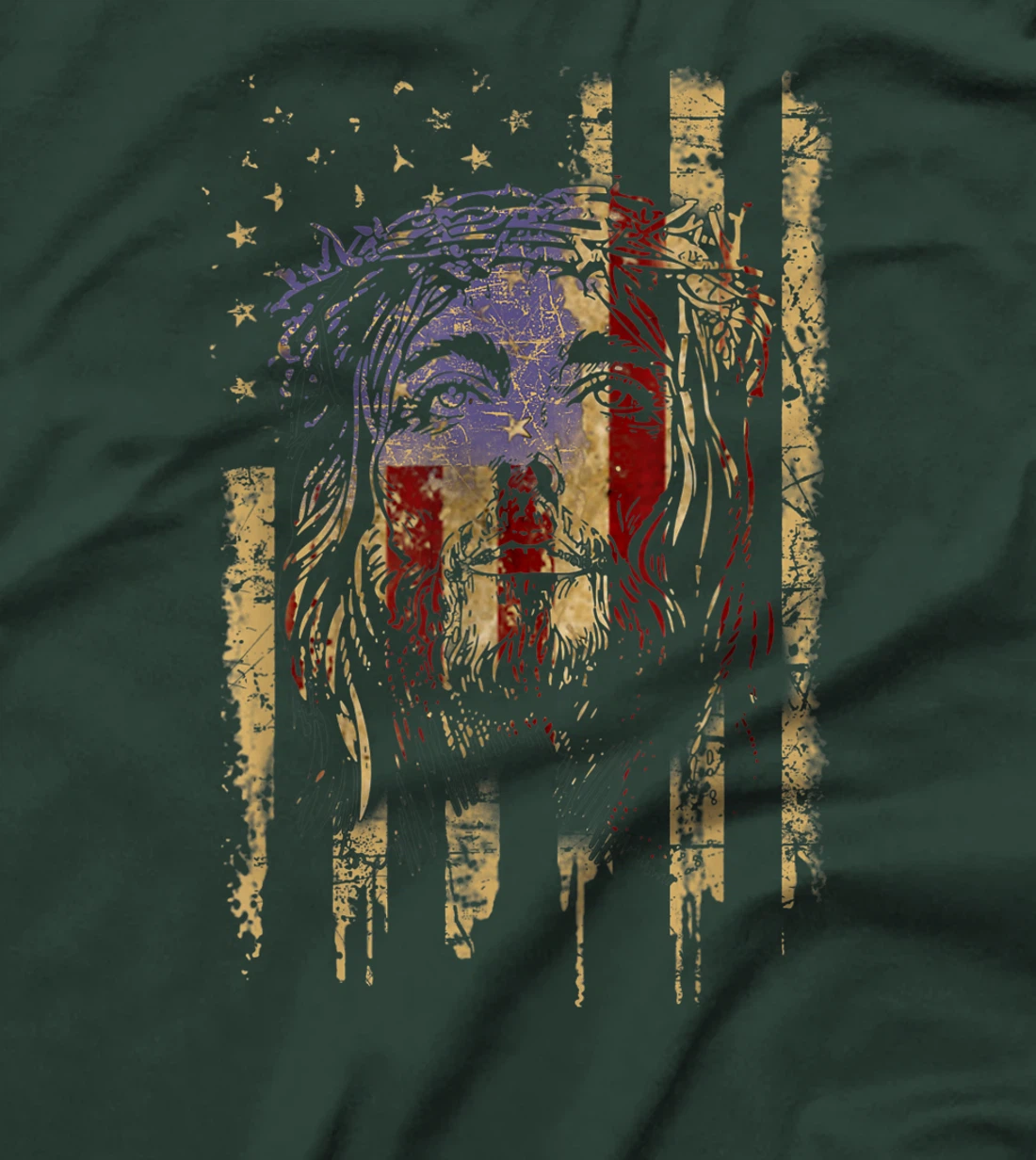 Jesus Christ American Flag US Pride Patriotic Christian Gift T-Shirt