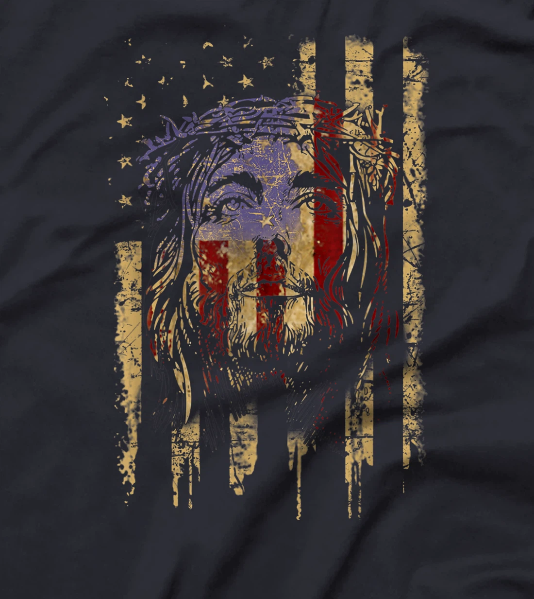 Jesus Christ American Flag US Pride Patriotic Christian Gift T-Shirt