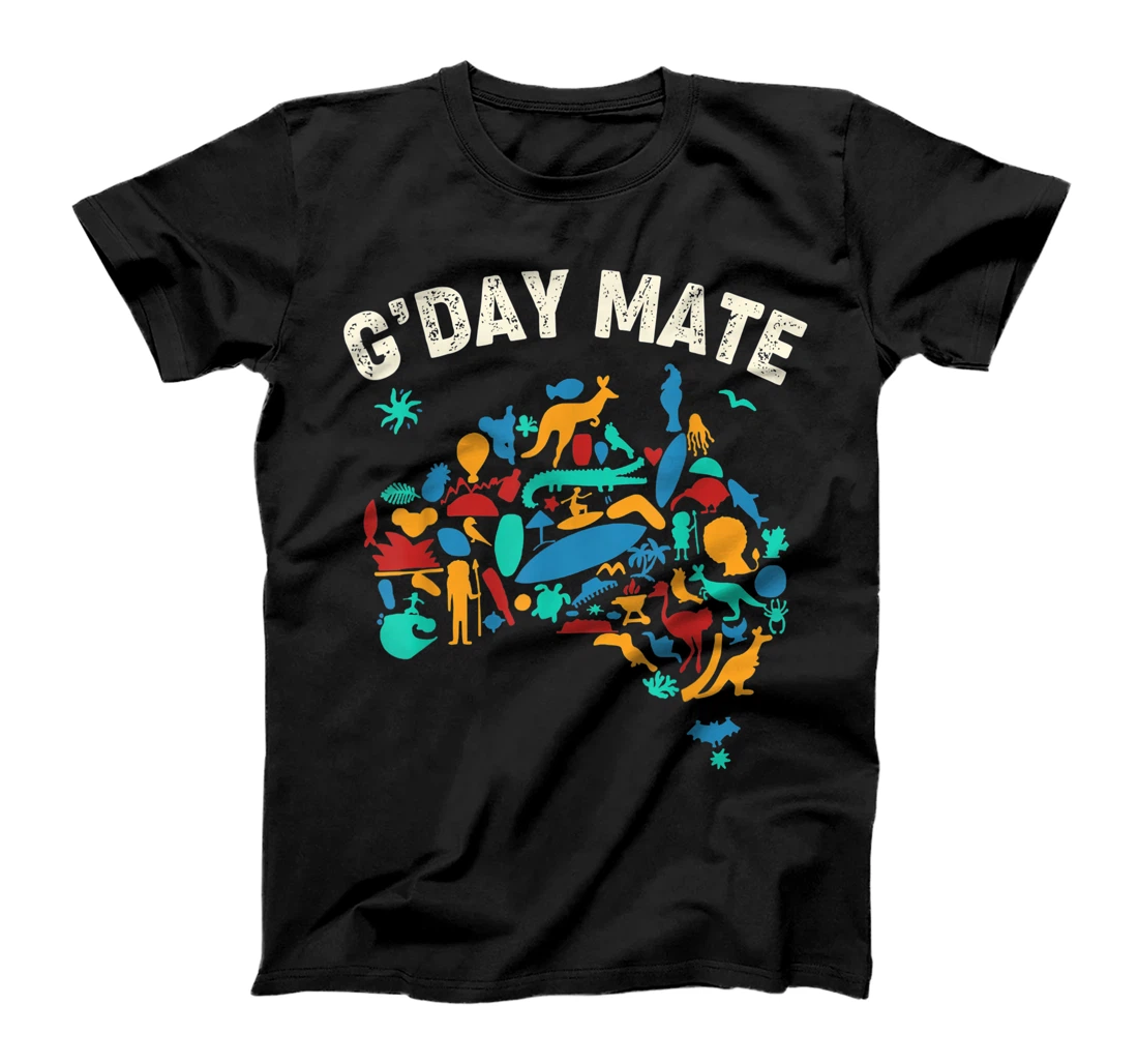 G'Day Mate Toddler Shirt Funny Gift Map Australian Animals T-Shirt