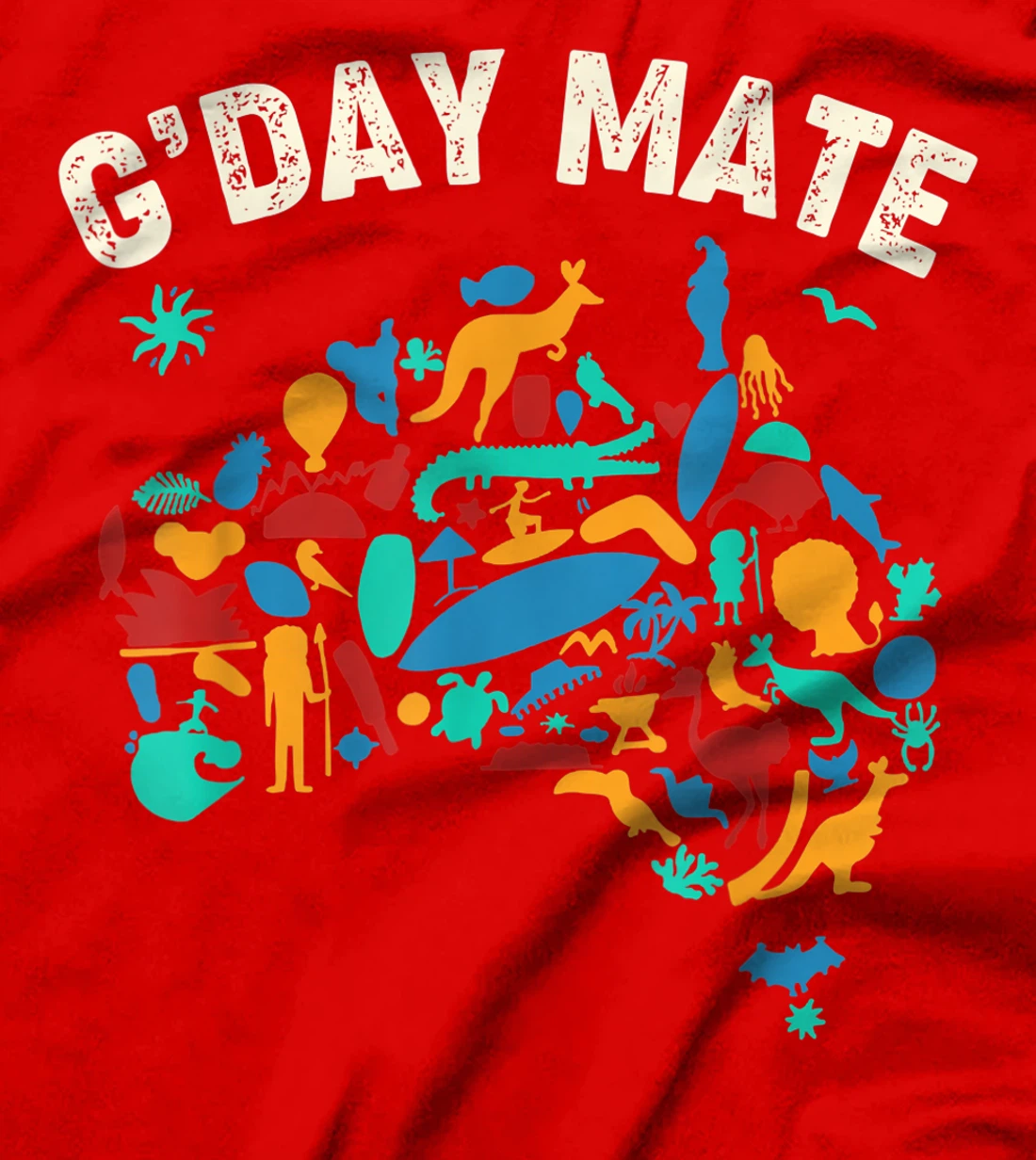 G'Day Mate Toddler Shirt Funny Gift Map Australian Animals T-Shirt