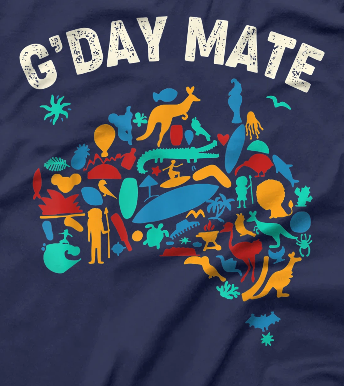 G'Day Mate Toddler Shirt Funny Gift Map Australian Animals T-Shirt