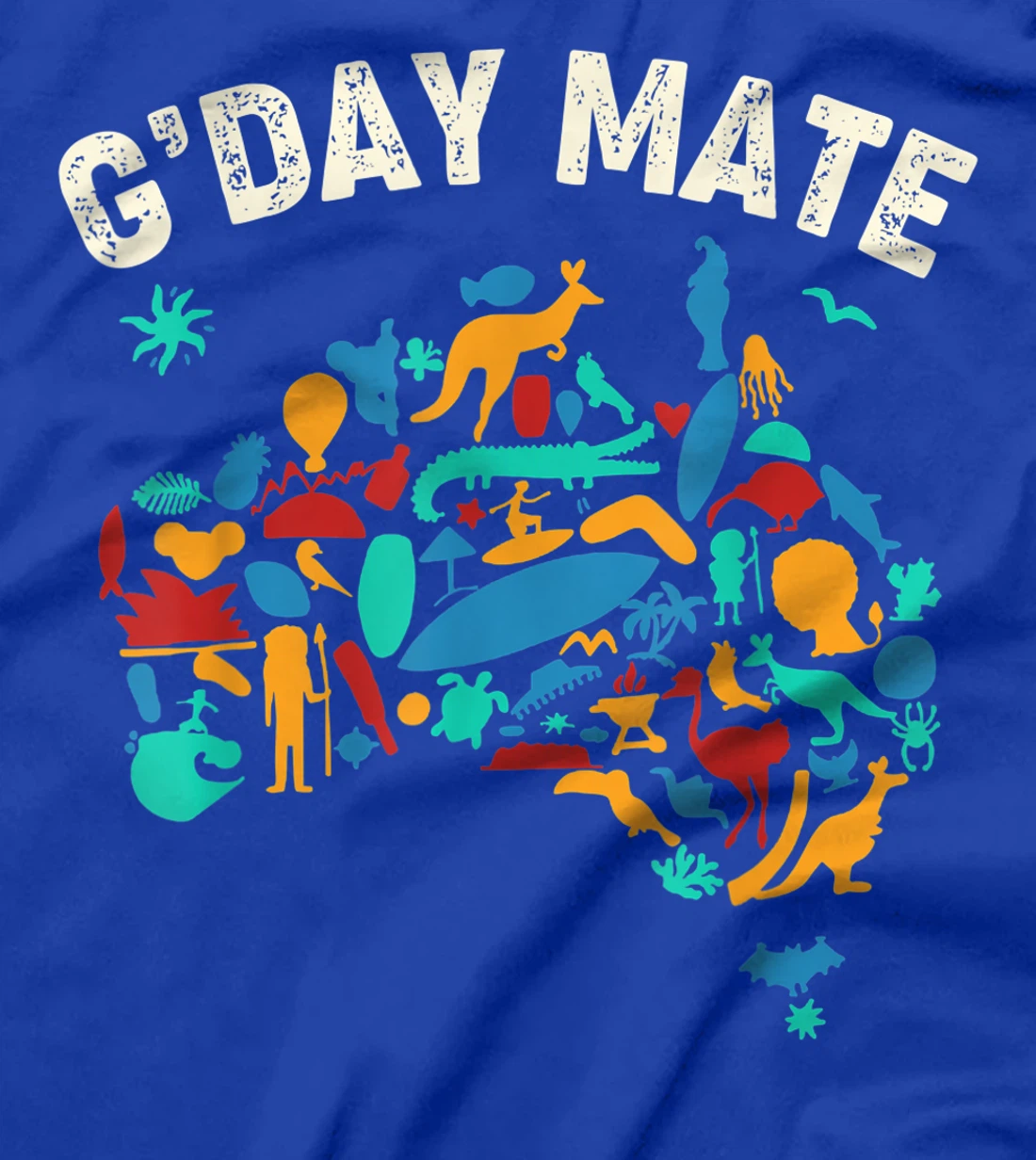 G'Day Mate Toddler Shirt Funny Gift Map Australian Animals T-Shirt