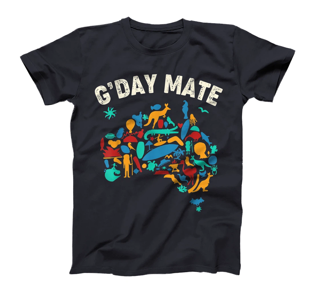 G'Day Mate Toddler Shirt Funny Gift Map Australian Animals T-Shirt