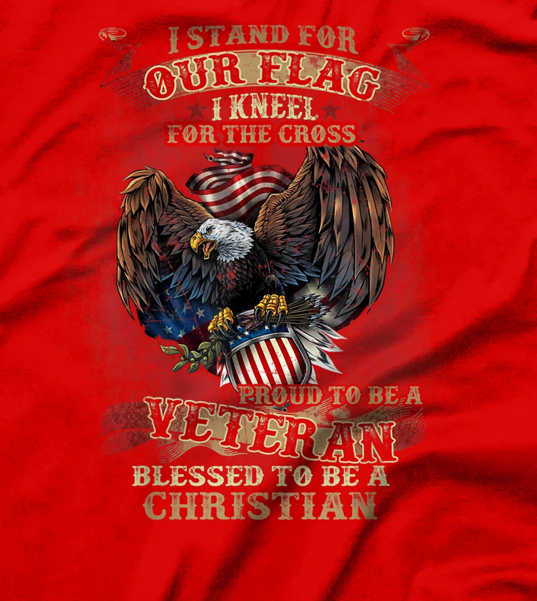 Stand For Our Flag I Kneel For The Cross Proud American Gift T-Shirt