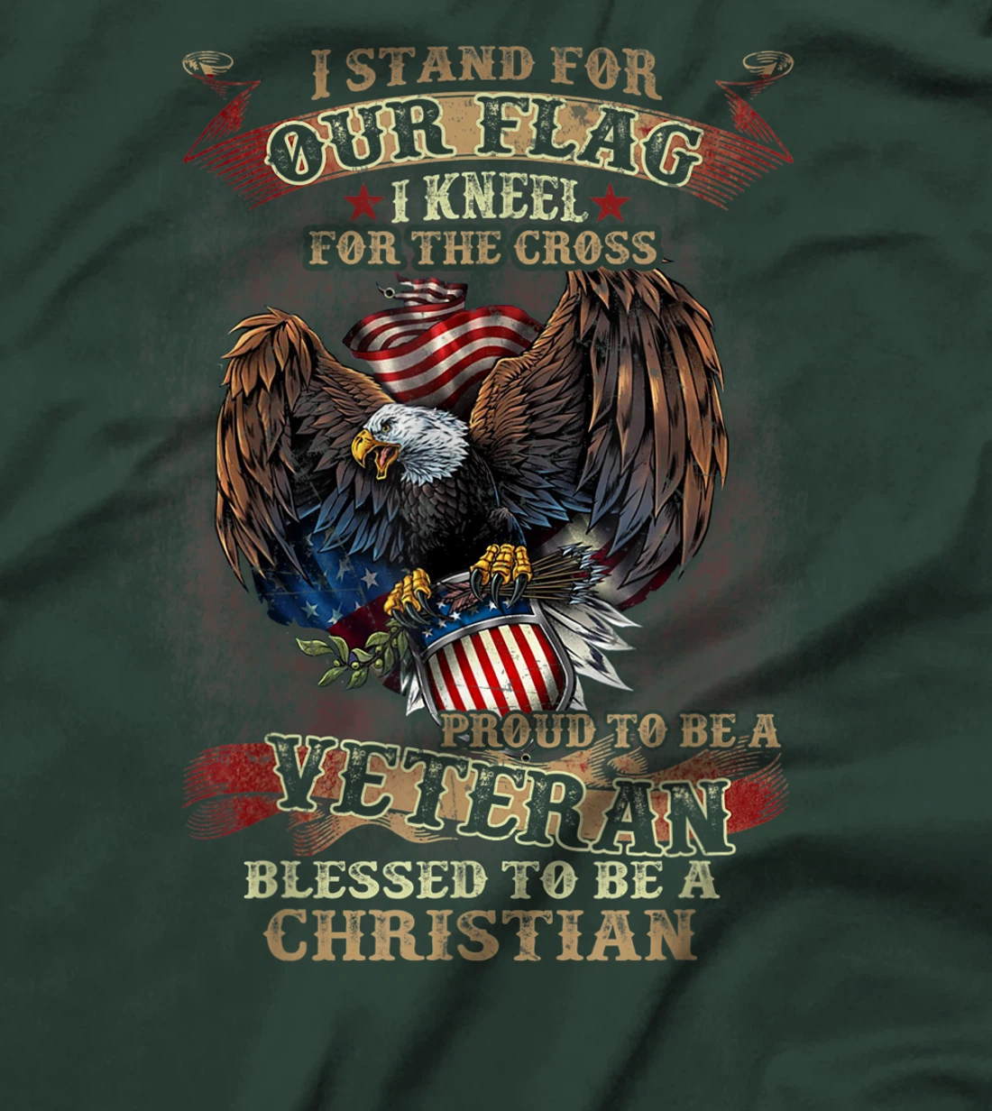 Stand For Our Flag I Kneel For The Cross Proud American Gift T-Shirt