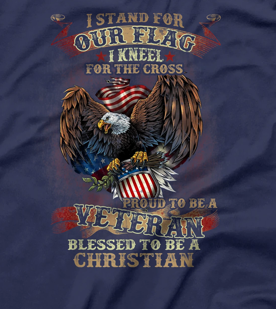 Stand For Our Flag I Kneel For The Cross Proud American Gift T-Shirt