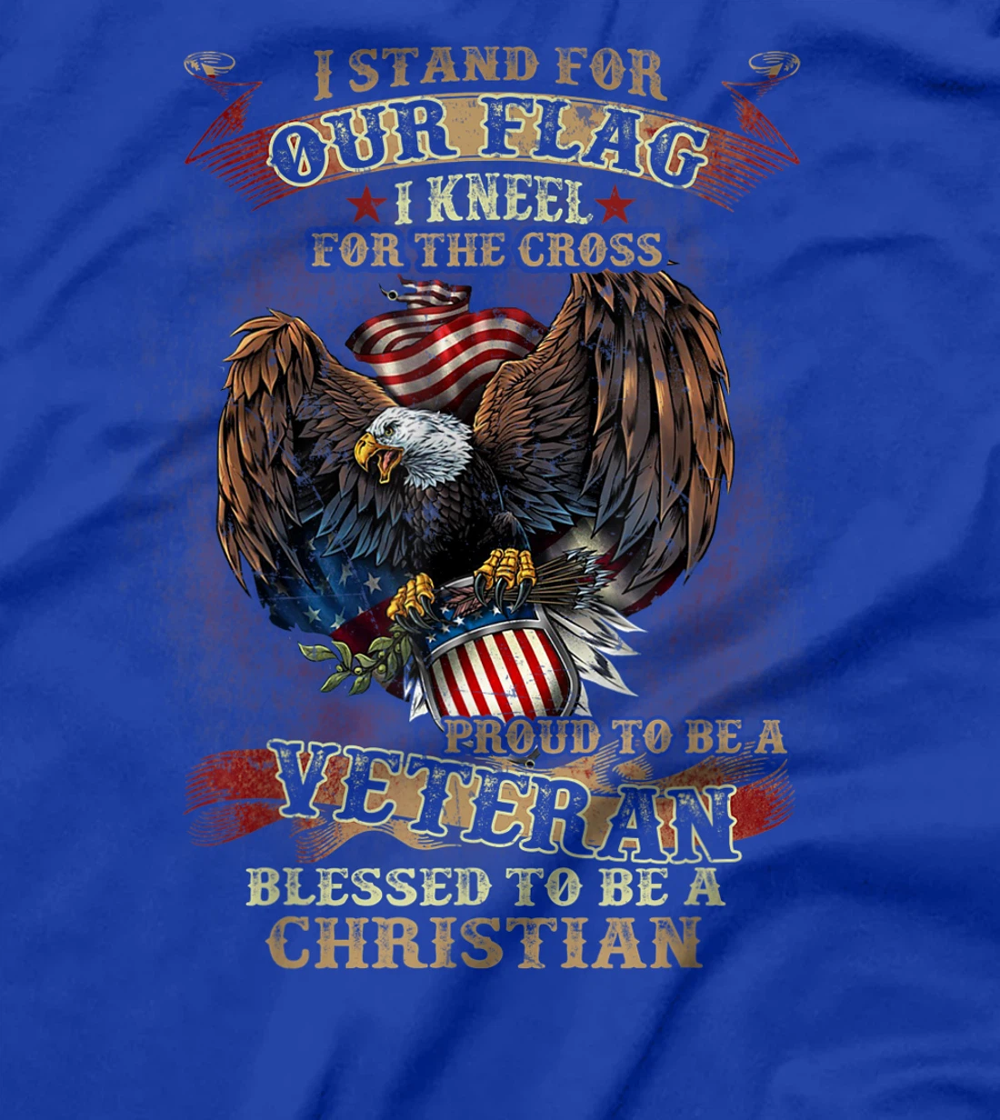 Stand For Our Flag I Kneel For The Cross Proud American Gift T-Shirt