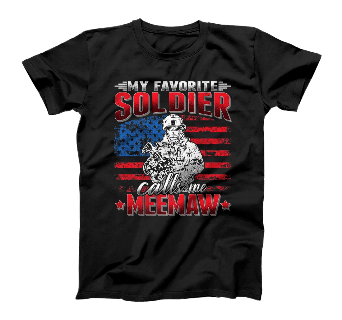 My Favorite Soldier Calls Me Meemaw - US Flag Army Grandma Premium T-Shirt