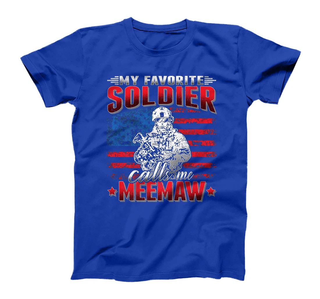 My Favorite Soldier Calls Me Meemaw - US Flag Army Grandma Premium T-Shirt