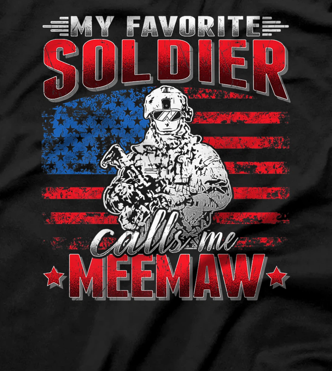 My Favorite Soldier Calls Me Meemaw - US Flag Army Grandma Premium T-Shirt