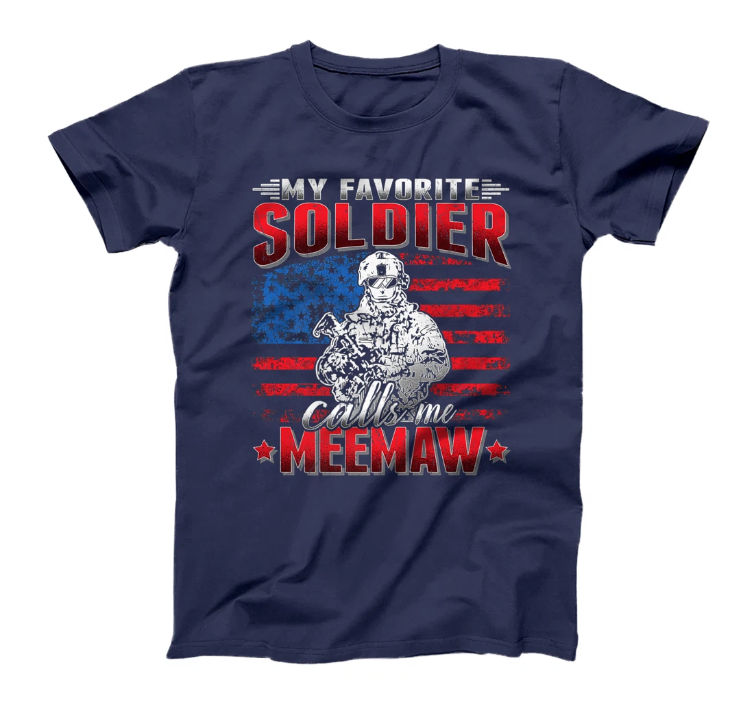 My Favorite Soldier Calls Me Meemaw - US Flag Army Grandma Premium T-Shirt