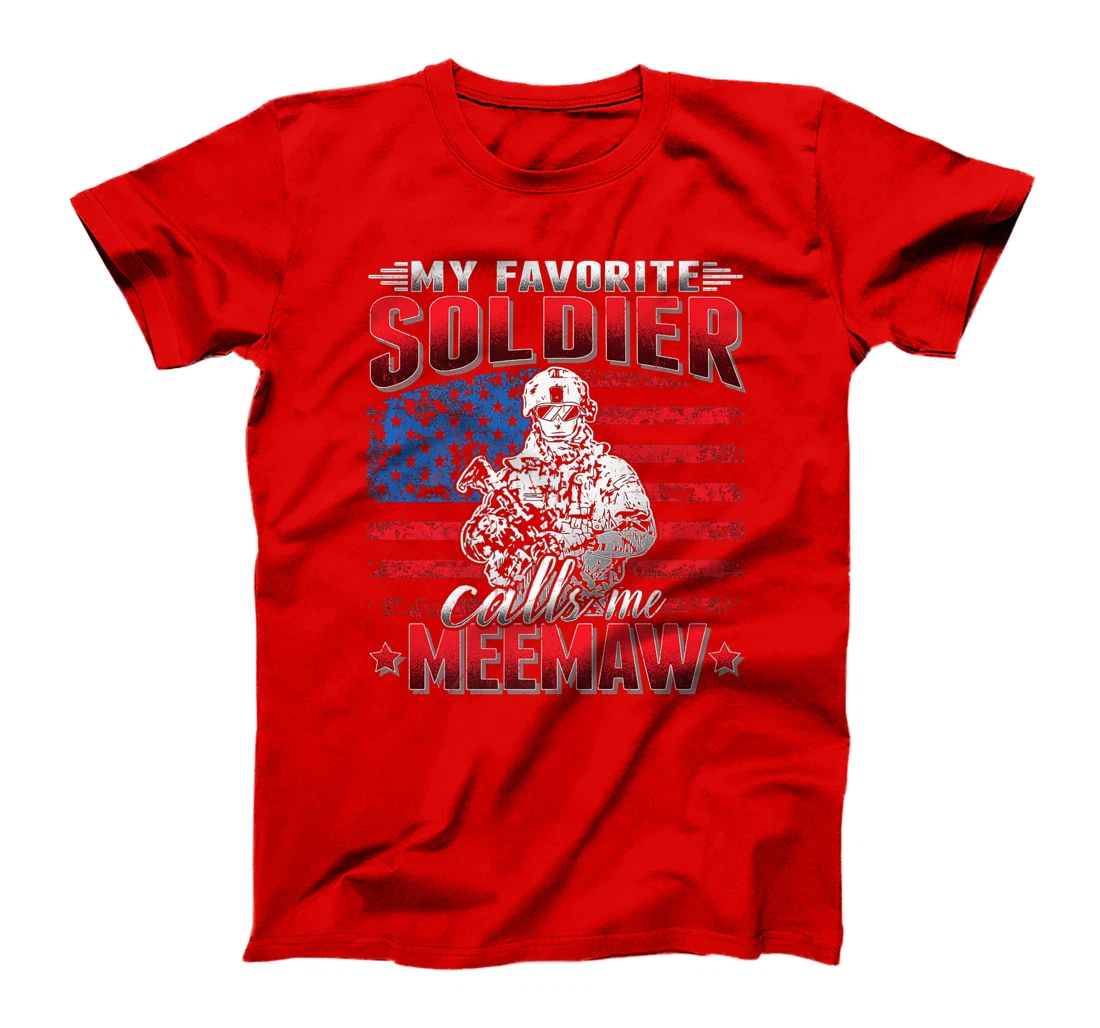 My Favorite Soldier Calls Me Meemaw - US Flag Army Grandma Premium T-Shirt