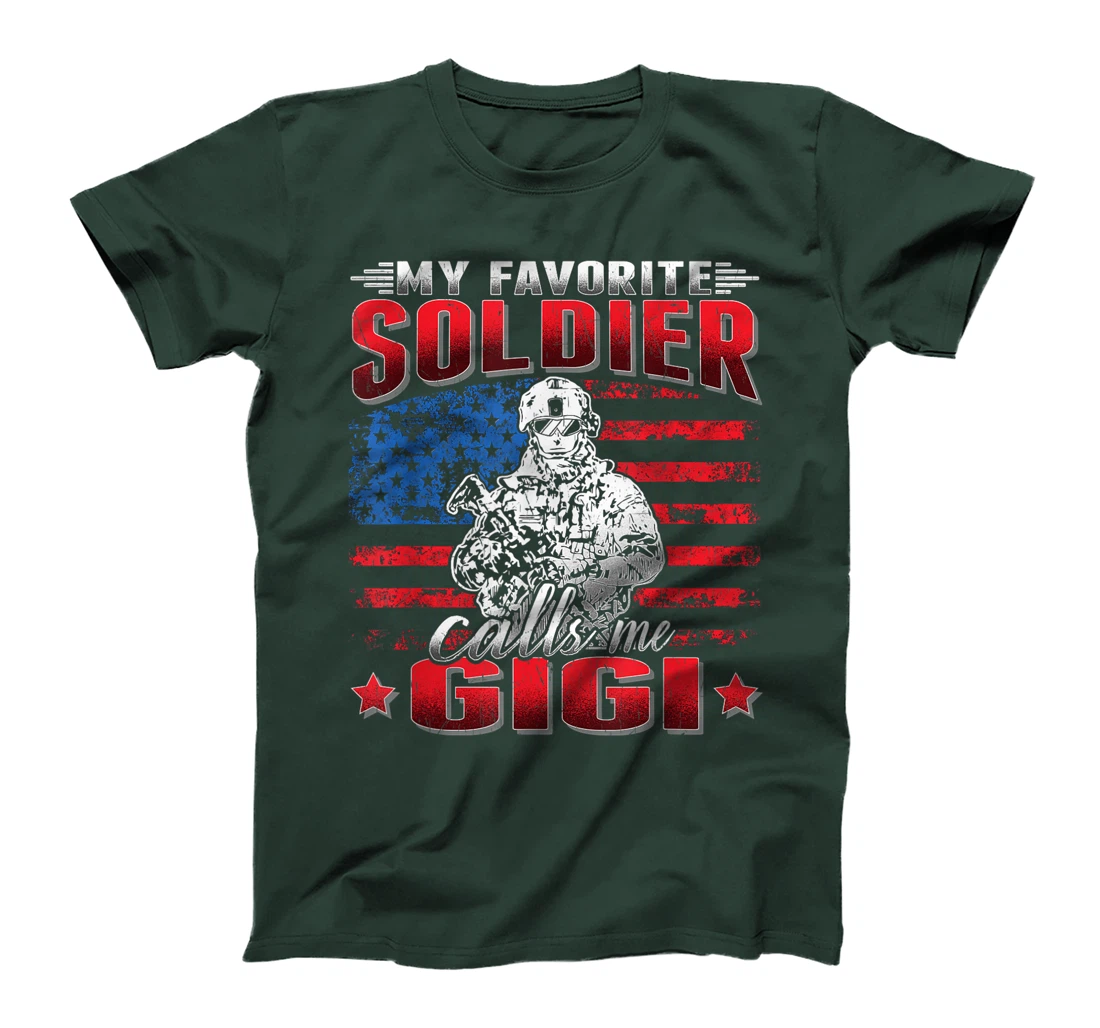 My Favorite Soldier Calls Me Gigi - US Flag Army Grandmother T-Shirt