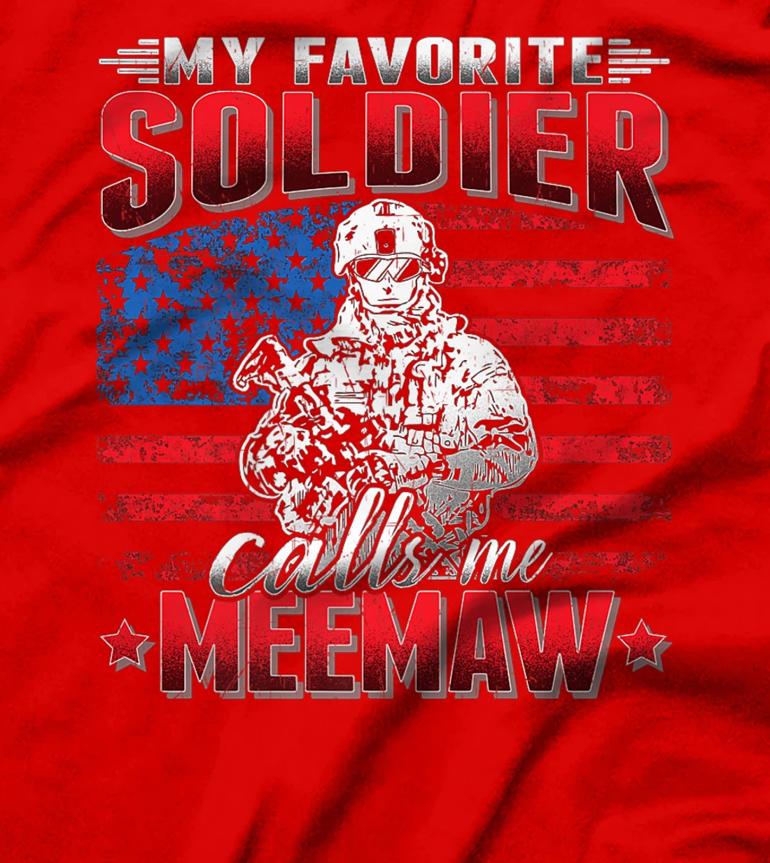 My Favorite Soldier Calls Me Meemaw - US Flag Army Grandma Premium T-Shirt