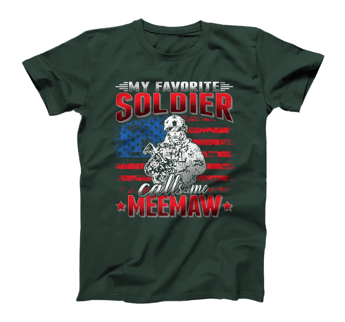 My Favorite Soldier Calls Me Meemaw - US Flag Army Grandma Premium T-Shirt