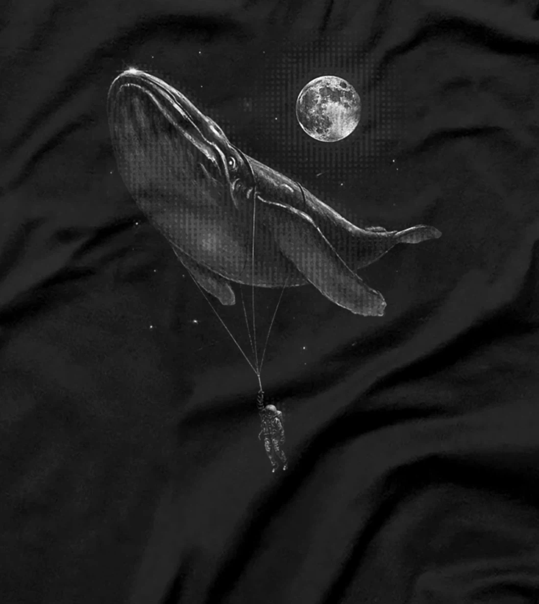 Astronaut Hitching A Ride Moon Stars Whale Outer Space Funny T-Shirt