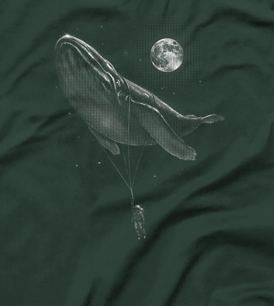 Astronaut Hitching A Ride Moon Stars Whale Outer Space Funny T-Shirt