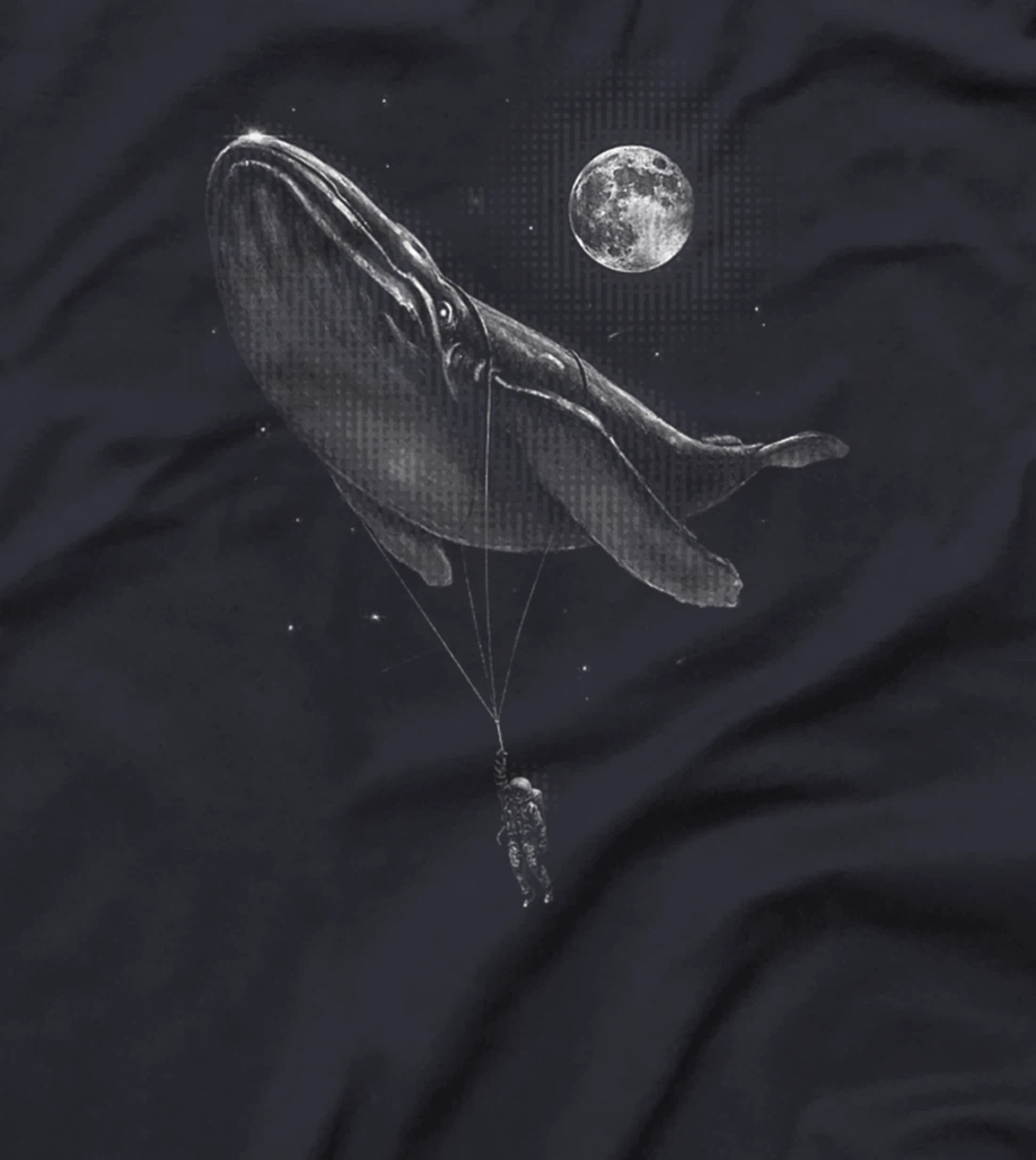 Astronaut Hitching A Ride Moon Stars Whale Outer Space Funny T-Shirt