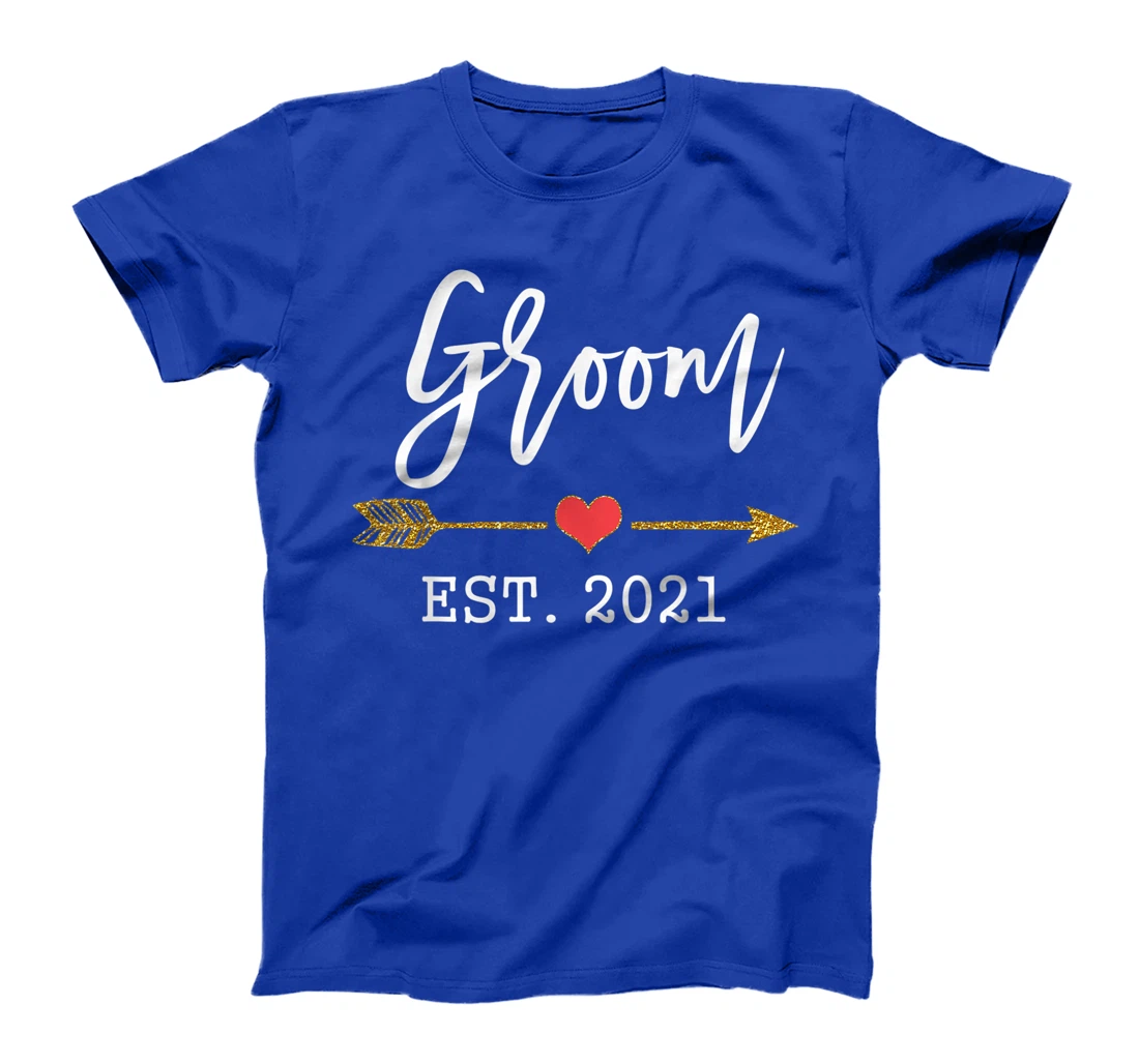 Mens Cute Wedding Day Gift for Couple from Bride Groom Est 2021 T-Shirt