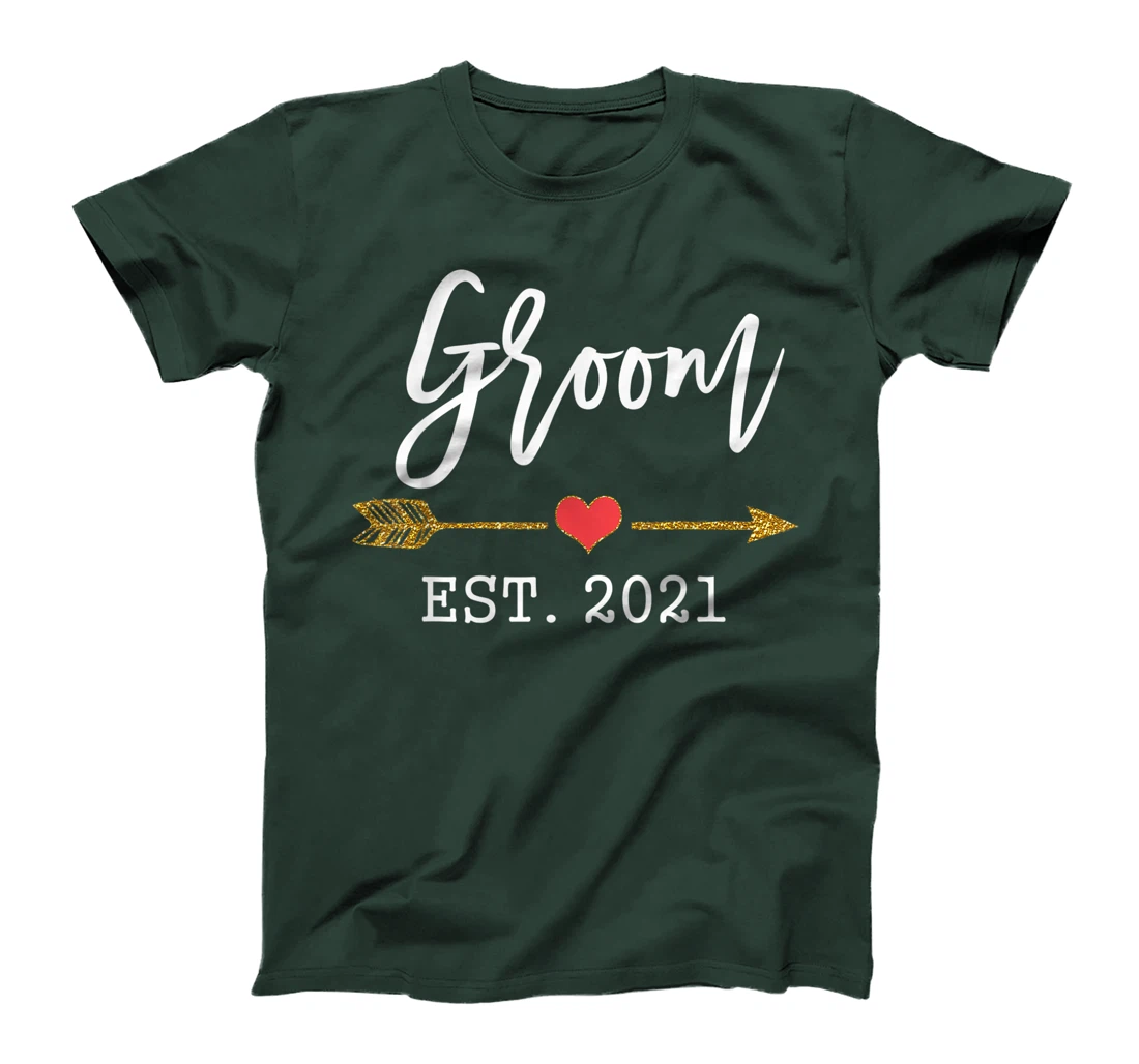 Mens Cute Wedding Day Gift for Couple from Bride Groom Est 2021 T-Shirt