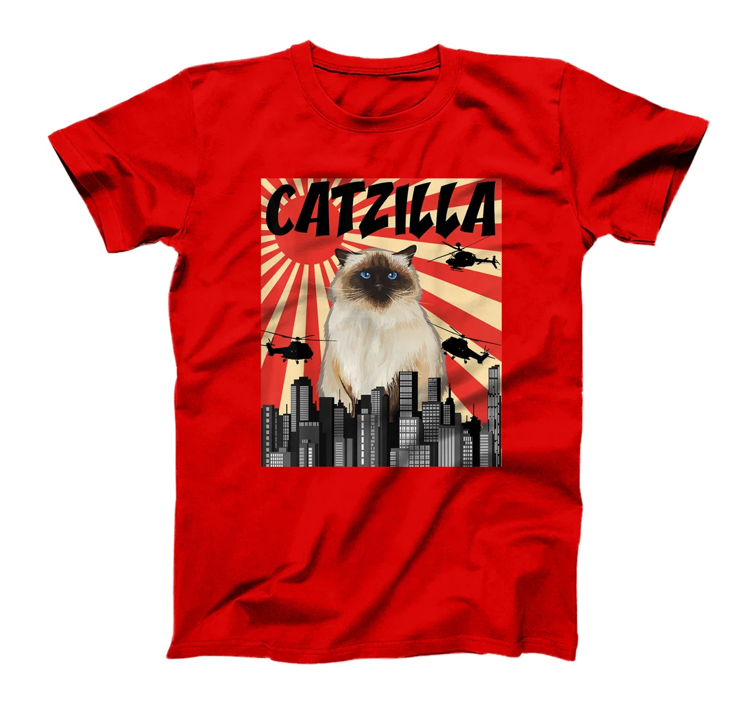 Funny Retro Japanese Catzilla Himalayan Cat T-Shirt