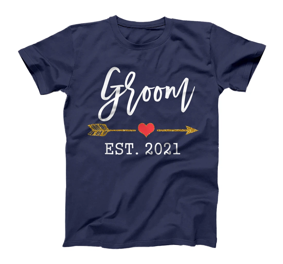 Mens Cute Wedding Day Gift for Couple from Bride Groom Est 2021 T-Shirt