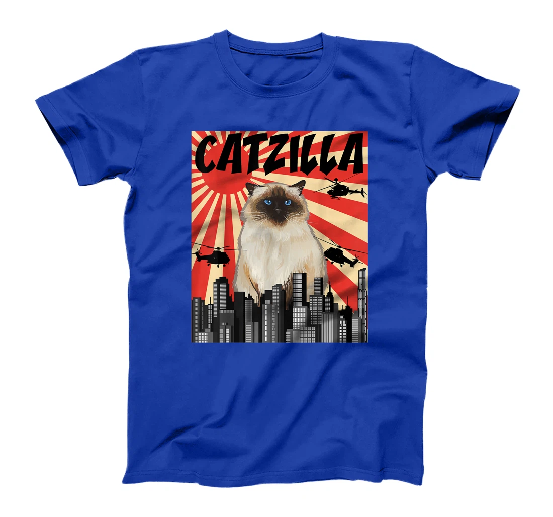 Funny Retro Japanese Catzilla Himalayan Cat T-Shirt