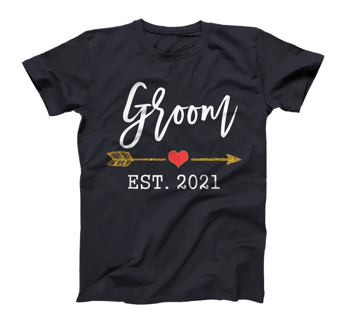 Mens Cute Wedding Day Gift for Couple from Bride Groom Est 2021 T-Shirt