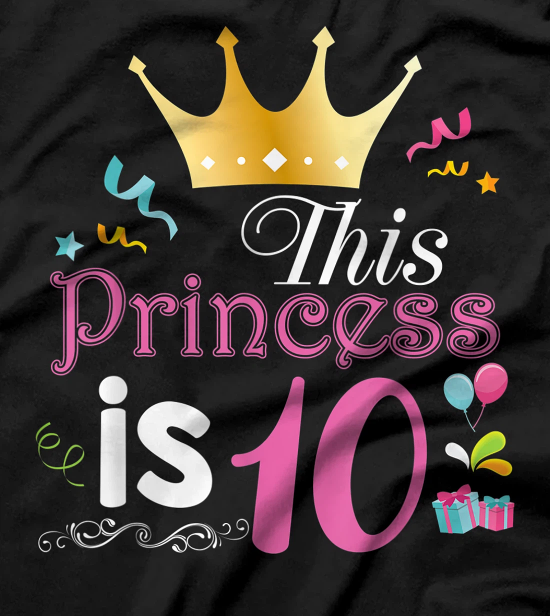 This Princess Is 10 Year Old 10th Happy Birthday To Me Girl T-Shirt