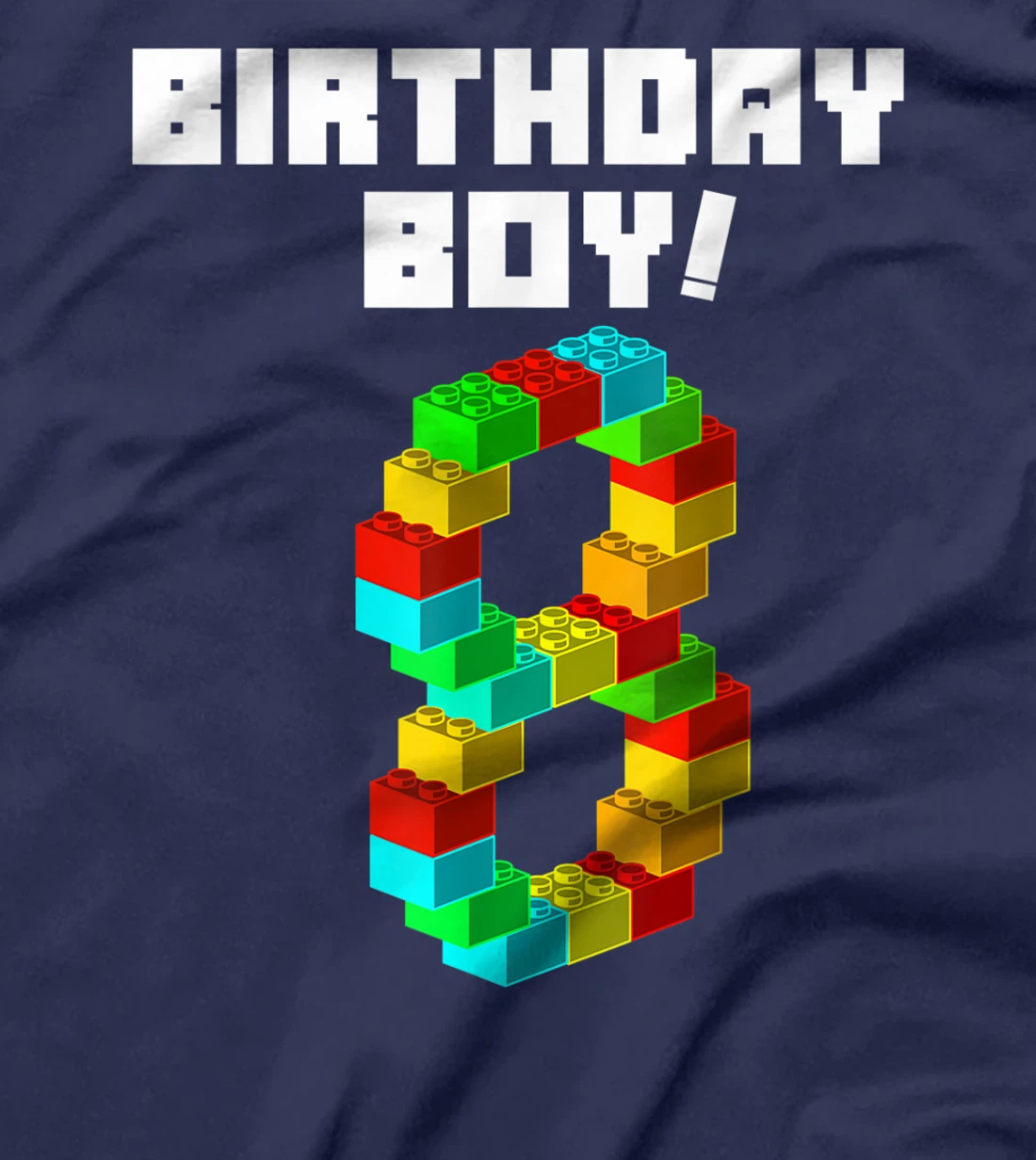 Cute 8th Birthday Gift 8 Years Old Block Building Boys Kids T-Shirt
