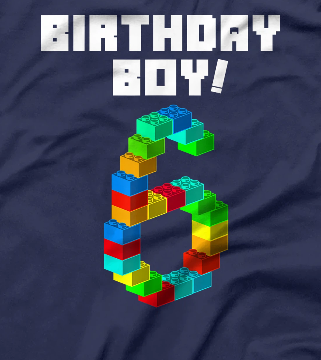 Cute 6th Birthday Gift 6 Years Old Block Building Boys Kids T-Shirt