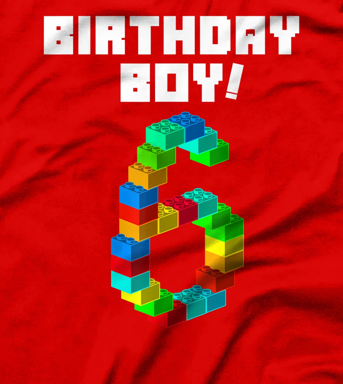 Cute 6th Birthday Gift 6 Years Old Block Building Boys Kids T-Shirt