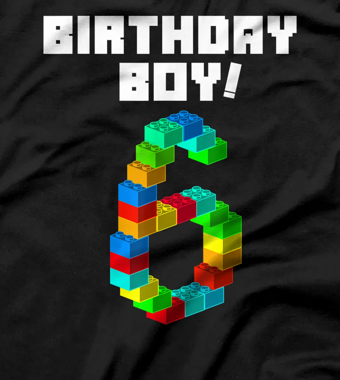 Cute 6th Birthday Gift 6 Years Old Block Building Boys Kids T-Shirt