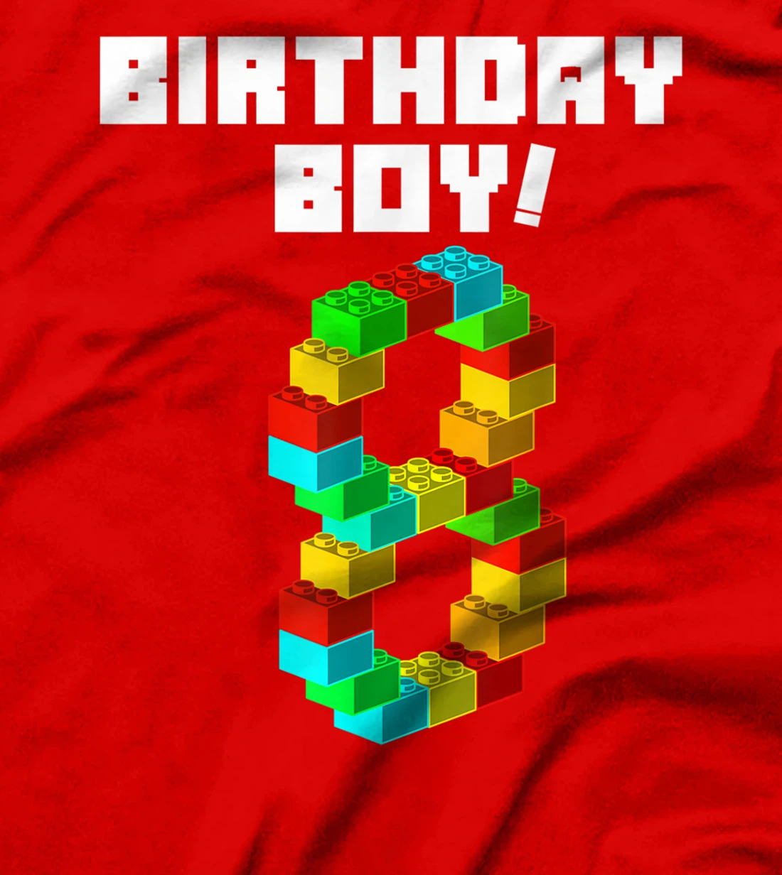 Cute 8th Birthday Gift 8 Years Old Block Building Boys Kids T-Shirt