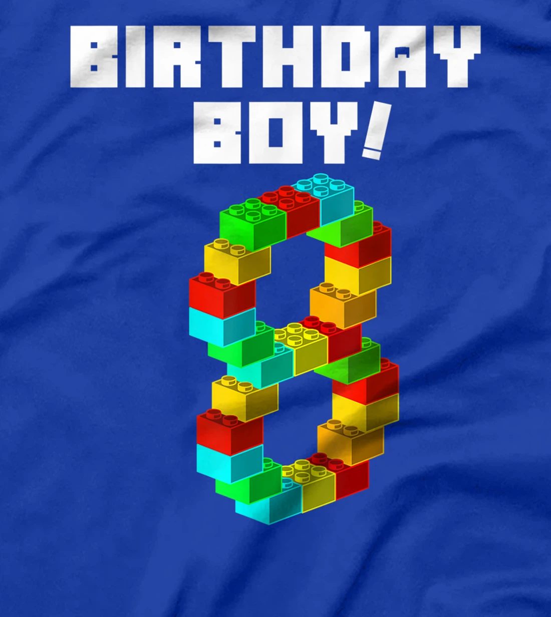 Cute 8th Birthday Gift 8 Years Old Block Building Boys Kids T-Shirt