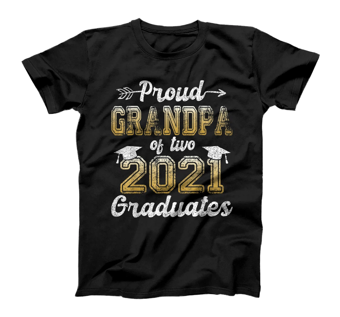 Proud Grandpa of Two 2021 Graduates Funny Senior 21 Gift T-Shirt