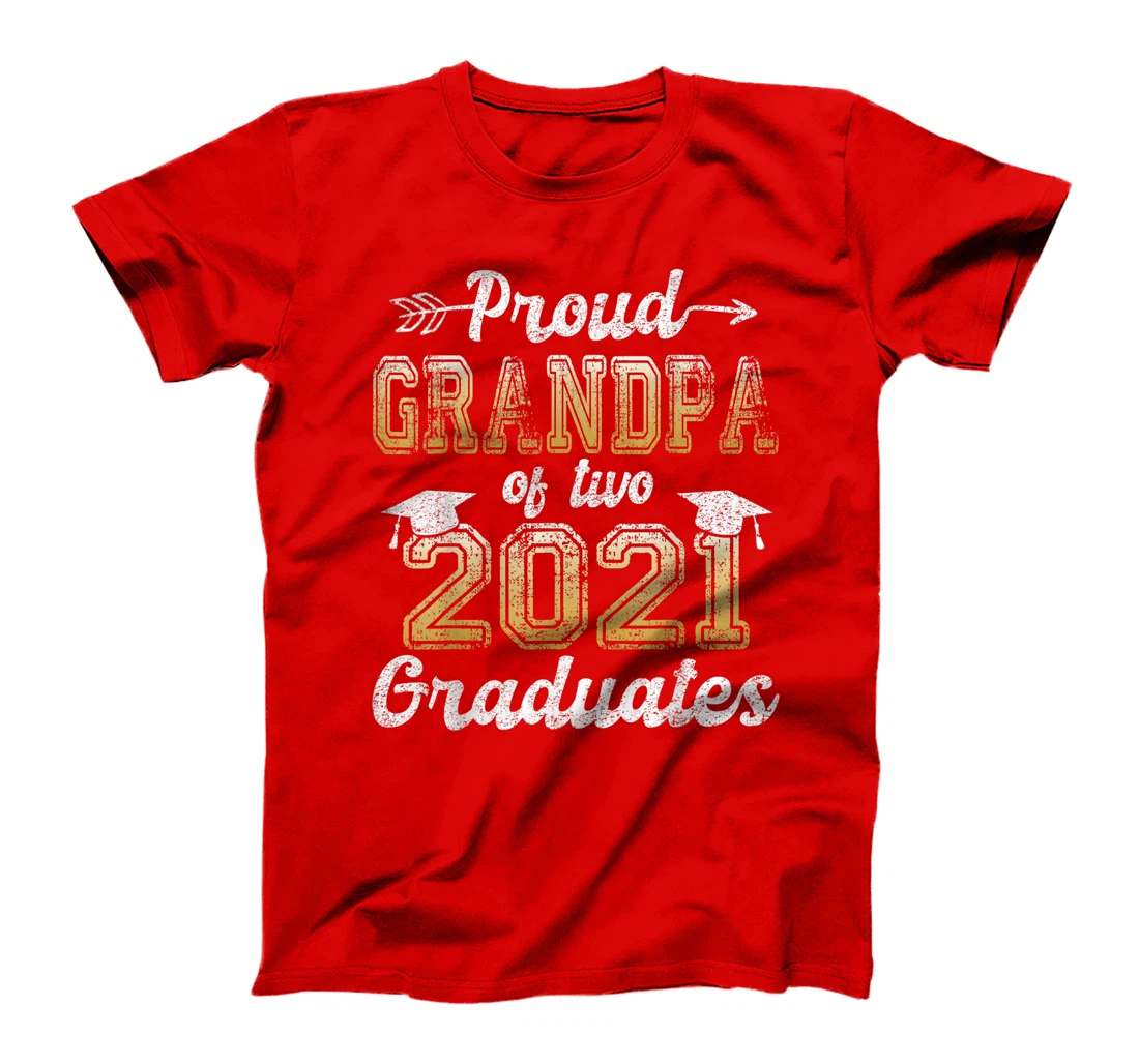 Proud Grandpa of Two 2021 Graduates Funny Senior 21 Gift T-Shirt