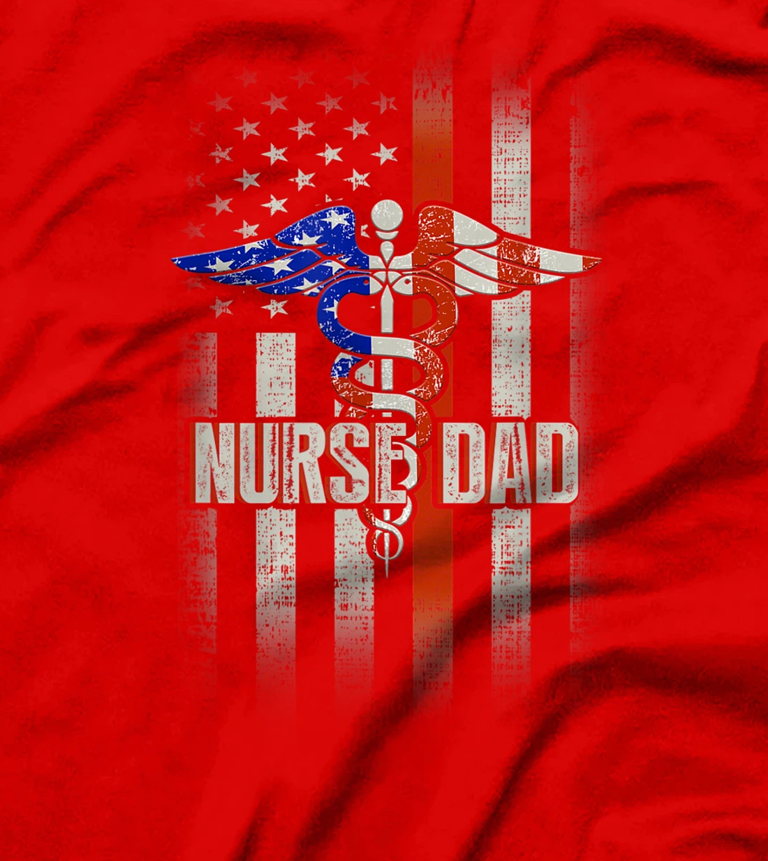 Mens Nurse Dad Proud Patriotic American Healthcare Fathers Gift T-Shirt