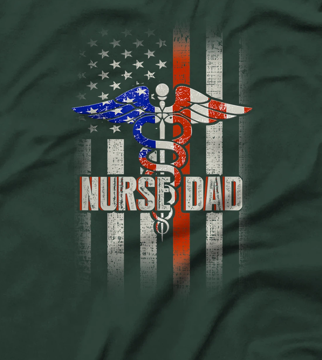 Mens Nurse Dad Proud Patriotic American Healthcare Fathers Gift T-Shirt