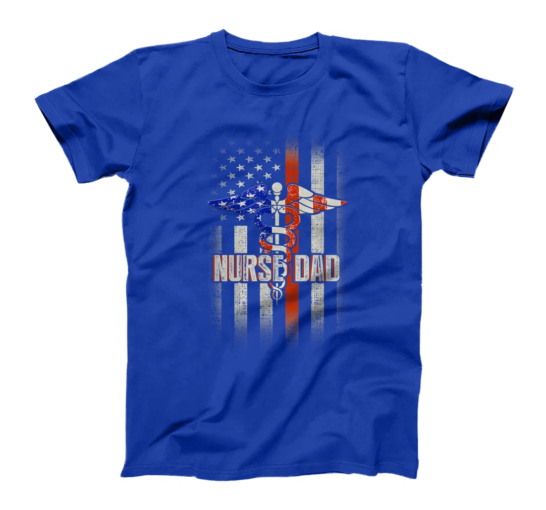 Mens Nurse Dad Proud Patriotic American Healthcare Fathers Gift T-Shirt