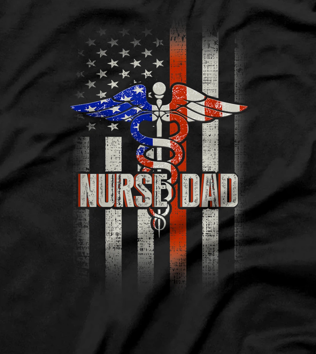 Mens Nurse Dad Proud Patriotic American Healthcare Fathers Gift T-Shirt
