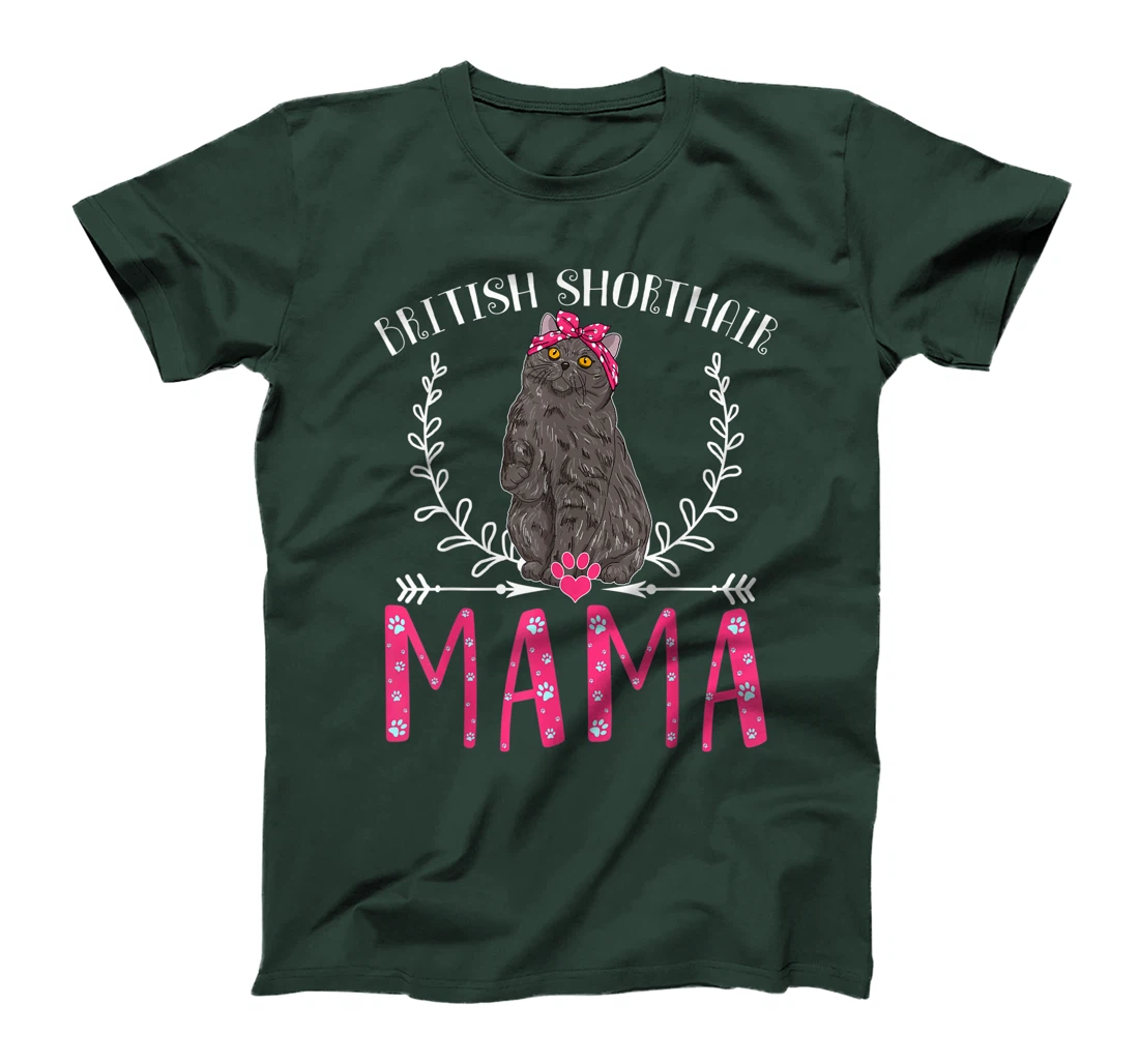 British Shorthair Mama Gifts Grandma Cat Lover Mom Fur Mama T-Shirt