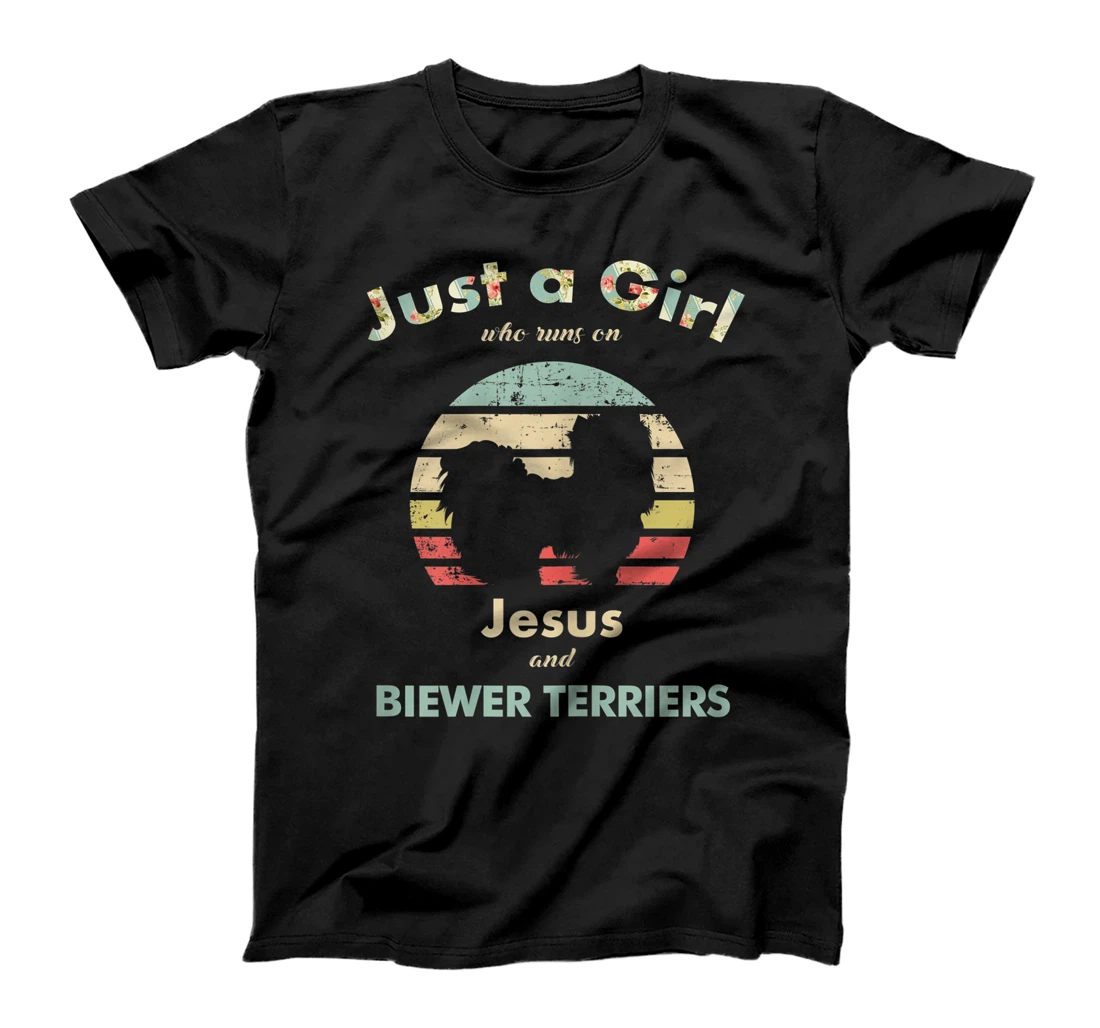 Just A Girl Who Runs on Jesus and Biewer Terriers T-Shirt