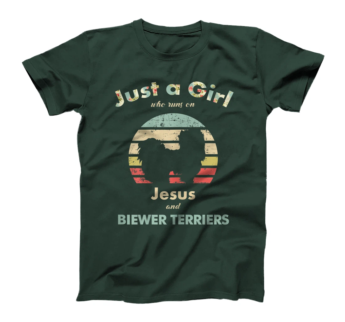 Just A Girl Who Runs on Jesus and Biewer Terriers T-Shirt