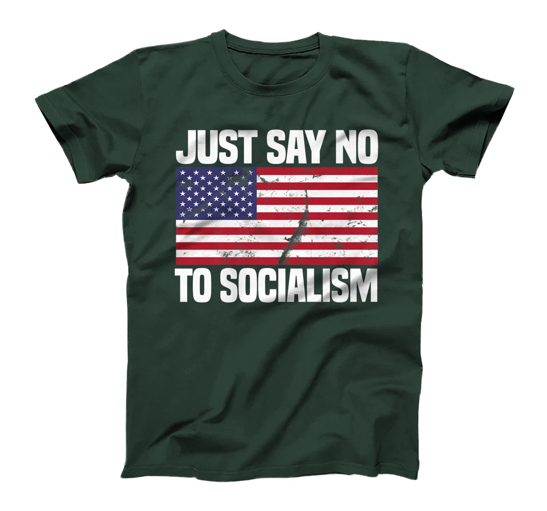 Just Say No To Socialism Funny Joke Sarcastic American Flag Premium T-Shirt